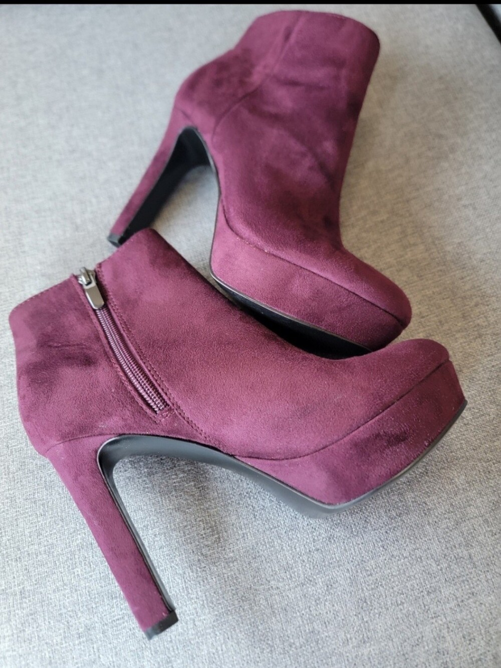 Nine West Women’s High Heel Platform Ankle Boots - Burgundy Suede